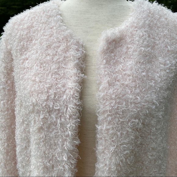 H&M BARBIECORE JACKET COAT PINK TEDDY FAUX FUR FUZZY FUN FASHION MOB WIFE Sz 10 - Picture 2 of 7